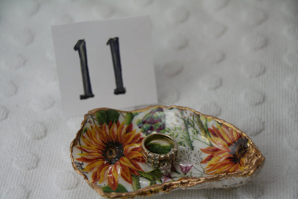 Oyster Trinket Dish (Fall Sunflowers)